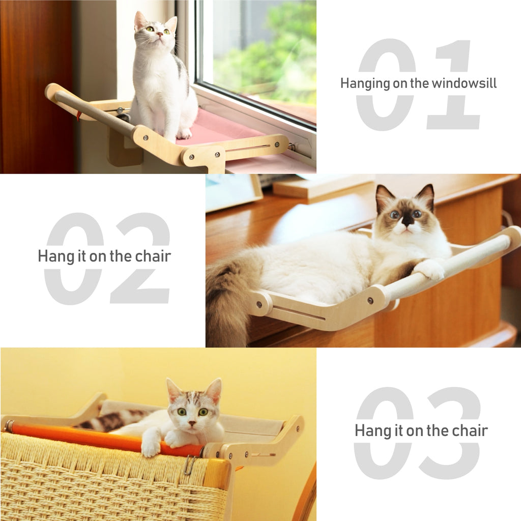 Cat Window Perch Wooden Assembly Hanging Bed Cotton Canvas Easy Washable Multi-Ply Plywood Hot Selling Hammock